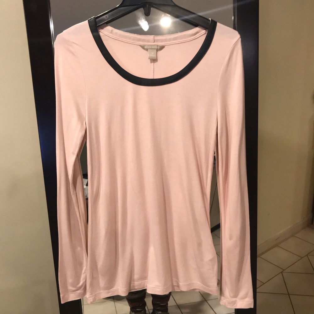 Banana Republic- Blush shirt with Leather Trim!